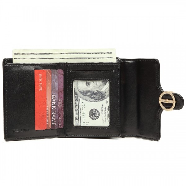 LP2336 - Miss Lulu PU-Leder Blattförmig  Rund Schließe Brieftasche - Schwarz