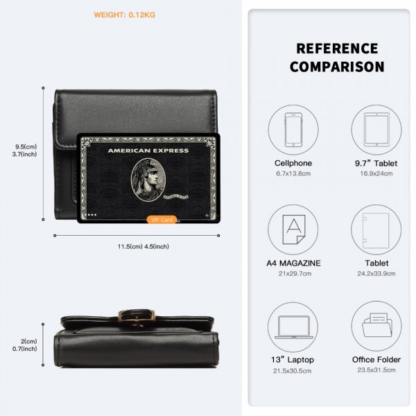 LP2336 - Miss Lulu PU-Leder Blattförmig  Rund Schließe Brieftasche - Schwarz