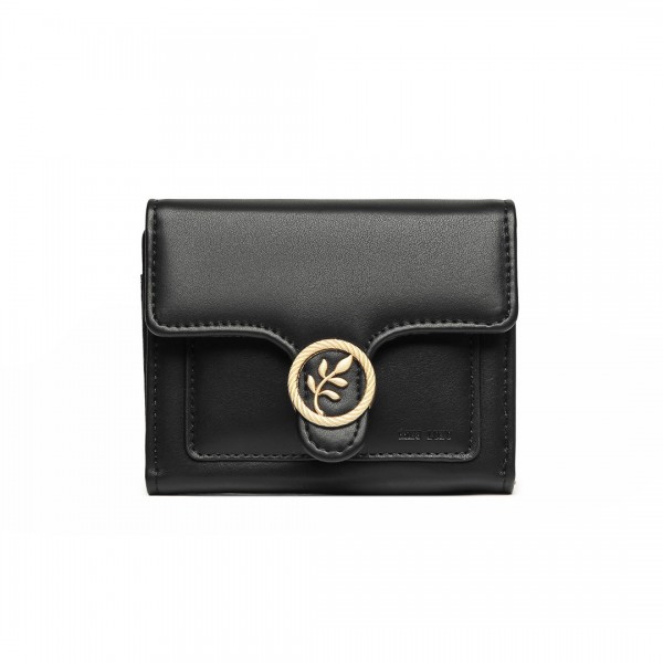 LP2336 - Miss Lulu PU-Leder Blattförmig  Rund Schließe Brieftasche - Schwarz