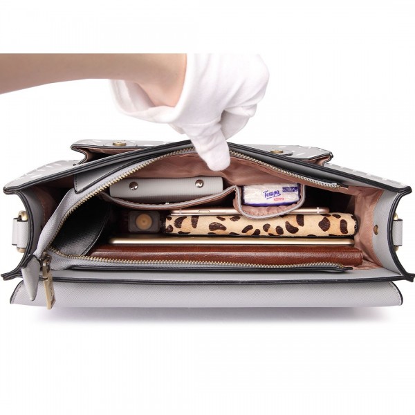 LT1665D2 MISS LULU PU SATCHEL TUPFEN GREY