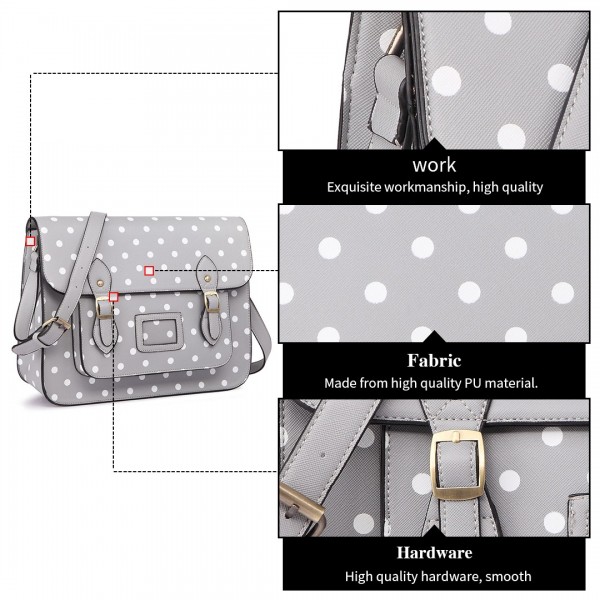 LT1665D2 MISS LULU PU SATCHEL TUPFEN GREY