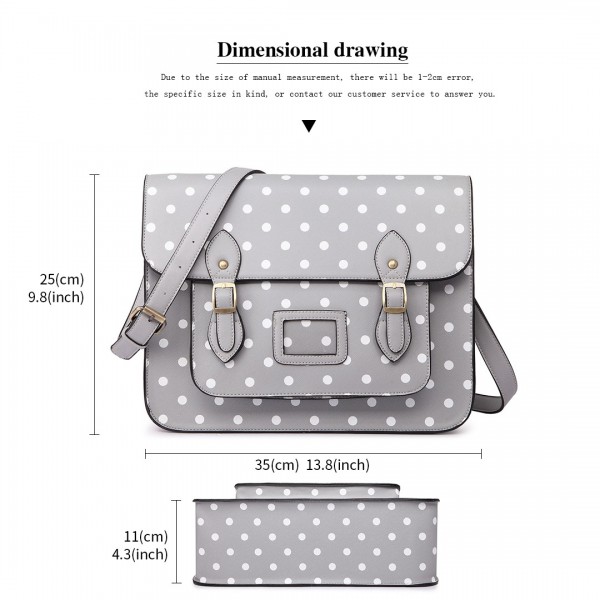 LT1665D2 MISS LULU PU SATCHEL TUPFEN GREY