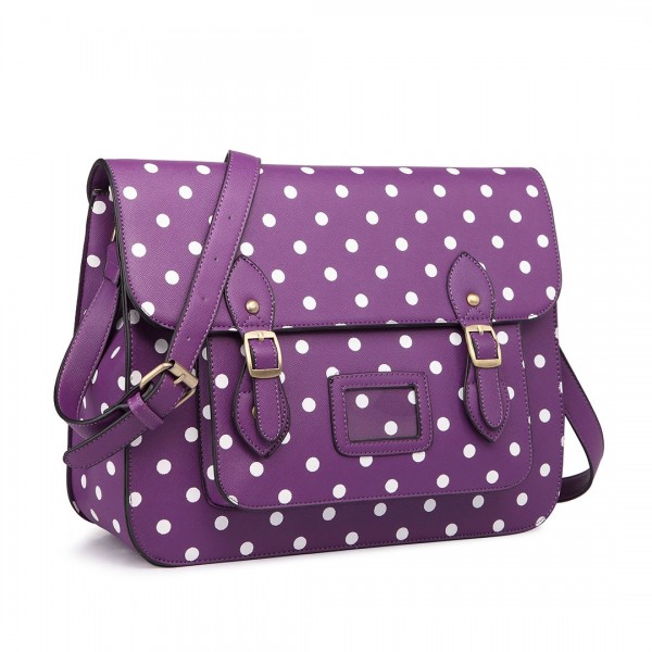 LT1665D2 MISS LULU PU SATCHEL TUPFEN PURPLE
