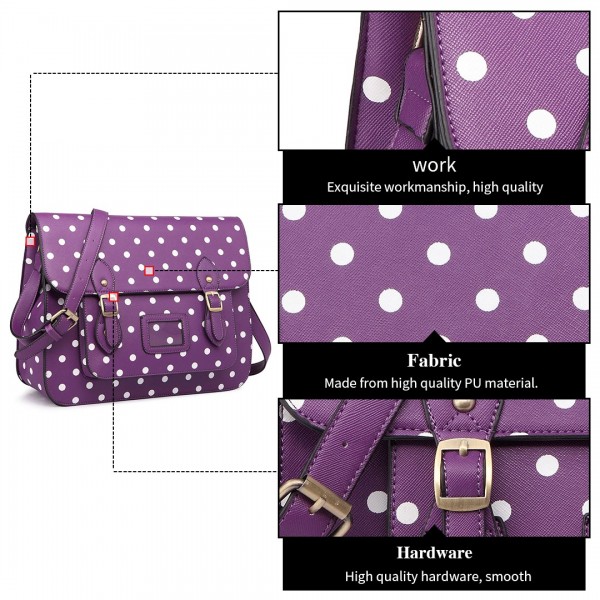 LT1665D2 MISS LULU PU SATCHEL TUPFEN PURPLE