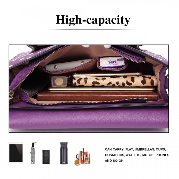 LT1665D2 MISS LULU PU SATCHEL TUPFEN PURPLE