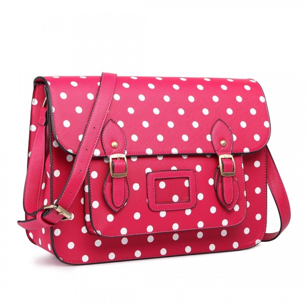 LT1665D2 MISS LULU TUPFEN PU SATCHEL PINK