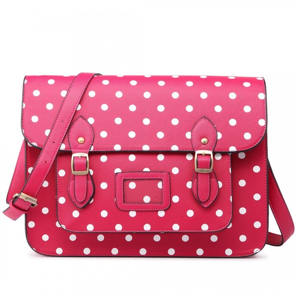 LT1665D2 MISS LULU TUPFEN PU SATCHEL PINK