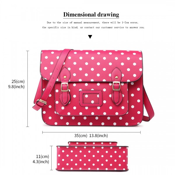LT1665D2 MISS LULU TUPFEN PU SATCHEL PINK