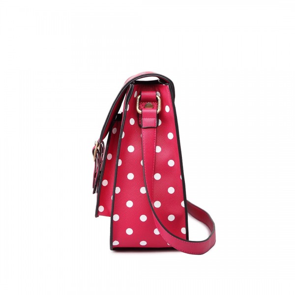 LT1665D2 MISS LULU TUPFEN PU SATCHEL PINK