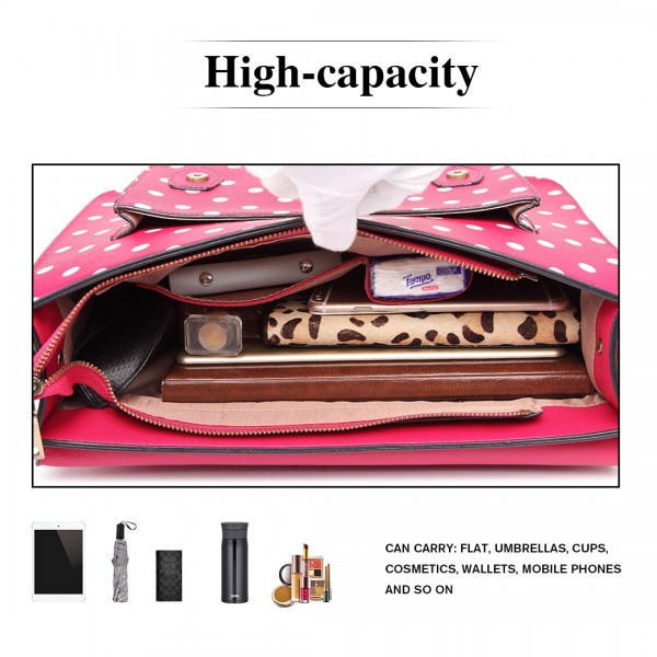 LT1665D2 MISS LULU TUPFEN PU SATCHEL PINK