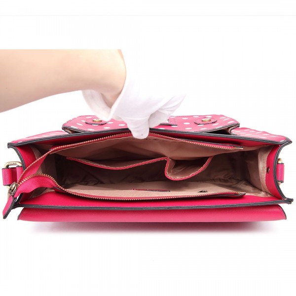 LT1665D2 MISS LULU TUPFEN PU SATCHEL PINK