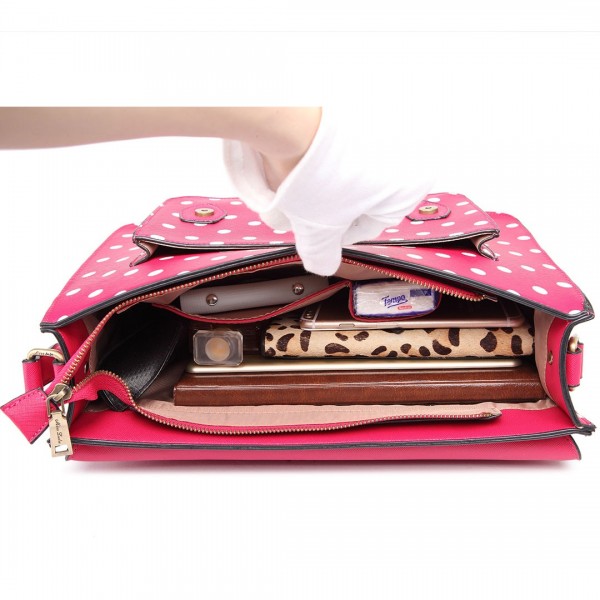 LT1665D2 MISS LULU TUPFEN PU SATCHEL PINK