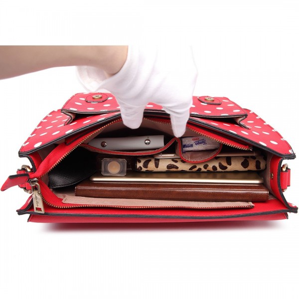 LT1665D2 MISS LULU PU SATCHEL Punkte Rote