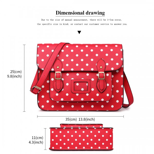 LT1665D2 MISS LULU PU SATCHEL Punkte Rote