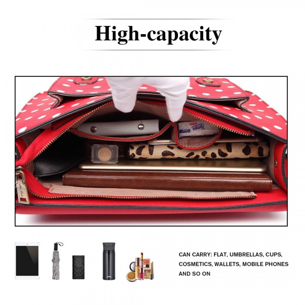 LT1665D2 MISS LULU PU SATCHEL Punkte Rote