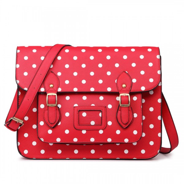 LT1665D2 MISS LULU PU SATCHEL Punkte Rote