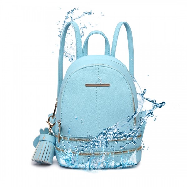 LT1705 - Miss Lulu PU Leather Look Small Fashion Backpack - Blue