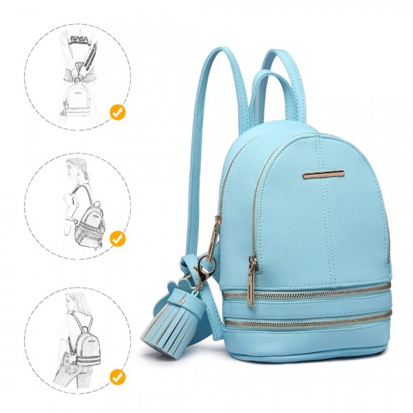 LT1705 - Miss Lulu PU Leather Look Small Fashion Backpack - Blue