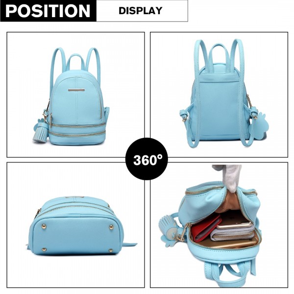 LT1705 - Miss Lulu PU Leather Look Small Fashion Backpack - Blue