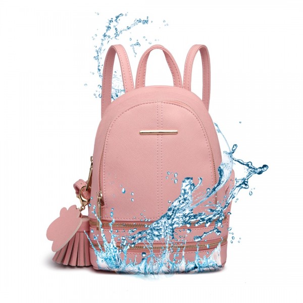 LT1705 - Miss Lulu PU Leather Look Small Fashion Backpack - Pink