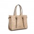 LT2135 - Miss Lulu Crocodile Pattern Large Capacity Leather Cross-body Handbag - Khaki