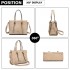 LT2135 - Miss Lulu Crocodile Pattern Large Capacity Leather Cross-body Handbag - Khaki