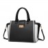 LT2204 - Miss Lulu Klassisch Kontrast Metallschloss Leder Handtasche - Schwarz