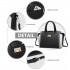 LT2204 - Miss Lulu Klassisch Kontrast Metallschloss Leder Handtasche - Schwarz