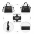 LT2204 - Miss Lulu Klassisch Kontrast Metallschloss Leder Handtasche - Schwarz
