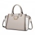 LT2204 - Miss Lulu Klassisch Kontrast Metallschloss Leder Handtasche - Grau