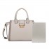 LT2204 - Miss Lulu Klassisch Kontrast Metallschloss Leder Handtasche - Grau