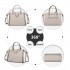 LT2204 - Miss Lulu Klassisch Kontrast Metallschloss Leder Handtasche - Grau