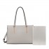 LT2206 - Miss Lulu Klassisch Leder Groß Tasche Handtasche - Grau