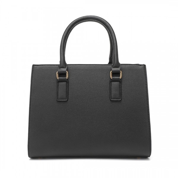 LT2357 - Miss Lulu Chic V-Quilted PU Leather Sophisticated Handbag - Black