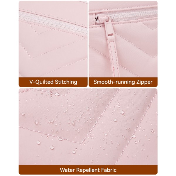 MSM2619 - Miss Lulu Women’s Crossbody Bag, Multi‑Zip Pockets Compact Daily Shoulder Bag - Pink