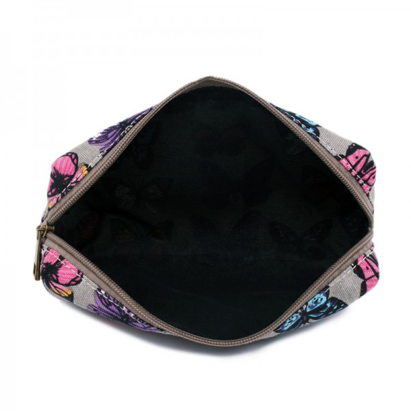 PC-B - Miss Lulu Canvas Pencil Case Butterfly Grey