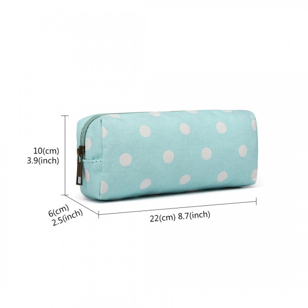 PC-D - Miss Lulu Canvas Pencil Case  Polka Dot Blue