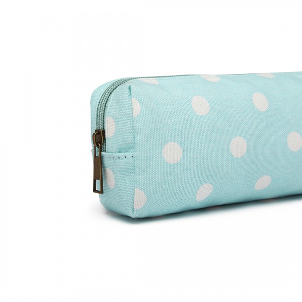 PC-D - Miss Lulu Canvas Pencil Case  Polka Dot Blue