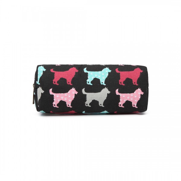 PC - Miss Lulu Canvas Pencil Case Dog Black