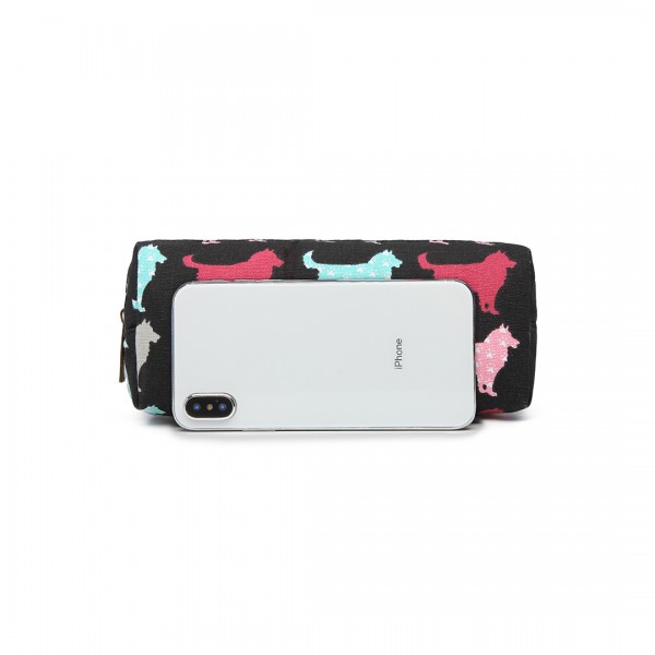 PC - Miss Lulu Canvas Pencil Case Dog Black