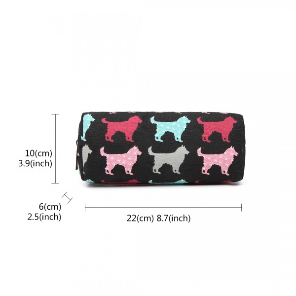 PC - Miss Lulu Canvas Pencil Case Dog Black