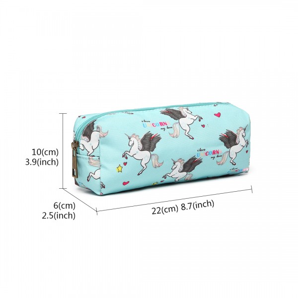 PC-UN - MISS LULU UNICORN CANVAS PENCIL CASE - BLUE