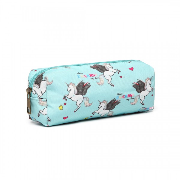 PC-UN - MISS LULU UNICORN CANVAS PENCIL CASE - BLUE