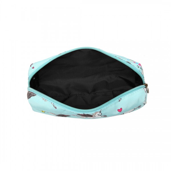 PC-UN - MISS LULU UNICORN CANVAS PENCIL CASE - BLUE