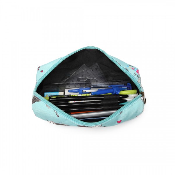 PC-UN - MISS LULU UNICORN CANVAS PENCIL CASE - BLUE
