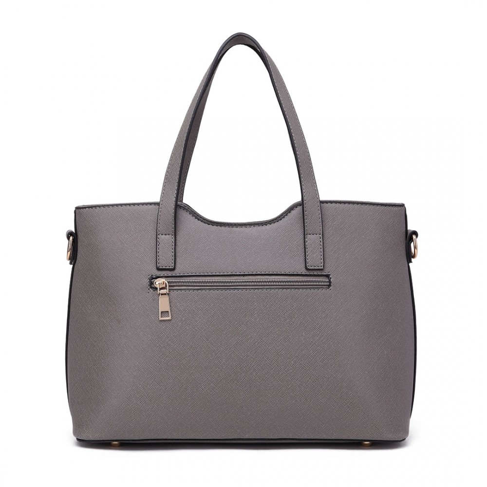 S1719 - Miss Lulu PU leather handbag & Purse Grey