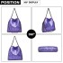 S1760 - Miss Lulu Metallic Effect Chain Tote Bag - Purple