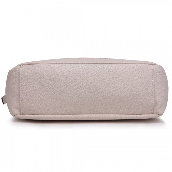 S1761 TASCHE - Mittelgroße Miss Lulu Leder Look Slouch Hobo Schultertasche Beige