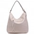 S1761 TASCHE - Mittelgroße Miss Lulu Leder Look Slouch Hobo Schultertasche Beige