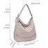 S1761 TASCHE - Mittelgroße Miss Lulu Leder Look Slouch Hobo Schultertasche Beige